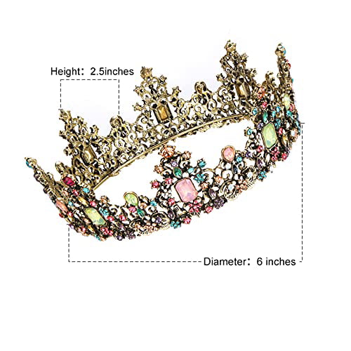 Baroque Luxury Vintage Colourful Crystal Tiara Wedding Party Pageant Prom Crown